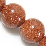 Goldstone Beads, Ronde, natuurlijk, 6mm, Gat:Ca 0.8mm, Lengte Ca 14.5 inch, 10strengen/Lot, Ca 65pC's/Strand, Verkocht door Lot