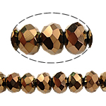 Contas de Cristal Rondelle, banhado cor bronze antigo, imitação de cristal CRYSTALLIZED™, bronze, cobre velho, 3x4mm, Buraco:Aprox 1mm, comprimento Aprox 19 inchaltura, 10vertentespraia/Bag, Aprox 140PCs/Strand, vendido por Bag