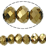 Rondelle kristal kralen, gold plated, imitatie CRYSTALLIZED™ kristallen, 6x8mm, Gat:Ca 1.5mm, Lengte Ca 16 inch, 10strengen/Bag, Ca 72pC's/Strand, Verkocht door Bag