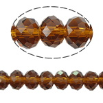 Kryształowe koraliki rondelle, Kryształ, Okrąg, imitacja kryształu CRYSTALLIZED™, przydymiony topaz, 3x4mm, otwór:około 1mm, długość około 12 cal, 10nici/torba, około 140komputery/Strand, sprzedane przez torba