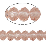 Rondelle Crystal korálky, Krystal, imitace CRYSTALLIZED™ krystal, Lt Peach, 4x6mm, Otvor:Cca 1mm, Délka Cca 16 inch, 10přediva/Bag, Cca 100PC/Strand, Prodáno By Bag