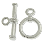 Chiusura Toggle in ottone, Ciambella, placcato color platino, a filo singolo, assenza di nichel,piombo&cadmio, 13.9x2.2mm, 9x9x1.5mm, Foro:Appross. 1.5mm, Venduto da borsa