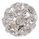 Rhinestone mosiądzu koraliki, Mosiądz, Koło, Platerowane w kolorze srebra, z kamieniem, bez zawartości niklu, ołowiu i kadmu, 20mm, otwór:około 3mm, 20komputery/torba, sprzedane przez torba