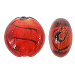 Grânulos Lampwork de folha de prata, vidrilho, Roda plana, vermelho, 20mm, Buraco:Aprox 1.5mm, 100PCs/Bag, vendido por Bag