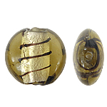 Ασημένιο Foil Lampwork Χάντρες, Γυάλινα, Flat Γύρος, αλουμινόχαρτο, κυανό, 20mm, Τρύπα:Περίπου 1.5mm, 100PCs/τσάντα, Sold Με τσάντα