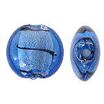 الخرز الفضي Lampwork احباط, امبورك, جولة شقة, الفضة احباط, الأزرق حمض, 20mm, حفرة:تقريبا 1.5mm, 100أجهزة الكمبيوتر/حقيبة, تباع بواسطة حقيبة