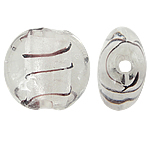 Ασημένιο Foil Lampwork Χάντρες, Γυάλινα, Flat Γύρος, αλουμινόχαρτο, λευκό, 20mm, Τρύπα:Περίπου 1.5mm, 100PCs/τσάντα, Sold Με τσάντα