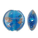 Koraliki szklane ze złotym piaskiem, Lampwork, Płaskie koło, złoty piasek, 20x10mm, otwór:około 1.5mm, 100komputery/torba, sprzedane przez torba