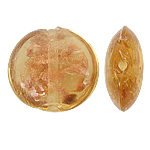 Gold Sand Χάντρες Lampwork, Γυάλινα, Flat Γύρος, χρυσή άμμο, κεχριμπάρι, 20x10mm, Τρύπα:Περίπου 1.5mm, 100PCs/τσάντα, Sold Με τσάντα