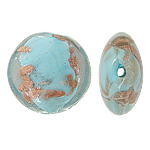 Gold Sand Χάντρες Lampwork, Γυάλινα, Flat Γύρος, χρυσή άμμο, μπλε, 20x10mm, Τρύπα:Περίπου 1.5mm, 100PCs/τσάντα, Sold Με τσάντα