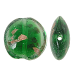 Gold Sand Lampwork Beads Flat Round green Approx 1.5mm Sold By Bag