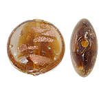 Gold Sand Χάντρες Lampwork, Γυάλινα, Flat Γύρος, χρυσή άμμο, χακί, 20x10mm, Τρύπα:Περίπου 1.5mm, 100PCs/τσάντα, Sold Με τσάντα