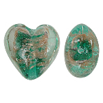 Gold Sand Lampwork Beads Heart green Approx 2mm Sold By Bag