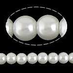 Glass Pearl Helmet, Helmiäislasihelmi, Pyöreä, valkoinen, 6mm, Reikä:N. 1mm, Pituus N. 31 tuuma, 10säikeet/laukku, Myymät laukku