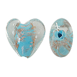 Gold Sand Lampwork Beads Heart blue Approx 2mm Sold By Bag