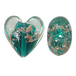 Gold Sand Lampwork Beads Heart green Approx 2mm Sold By Bag