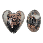 Guld Sand Lampeperler, Lampwork, Heart, brun, 20x20x13mm, Hole:Ca. 2mm, 100pc'er/Bag, Solgt af Bag