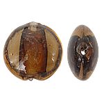 Sidabro folija Lampwork karoliukai, Butas Round, rudas, 12x8mm, Skylė:Apytiksliai 1.5mm, 100kompiuteriai/Krepšys, Pardavė Krepšys