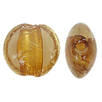 Sidabro folija Lampwork karoliukai, Butas Round, midium geltona, 15x8mm, Skylė:Apytiksliai 1.5mm, 100kompiuteriai/Krepšys, Pardavė Krepšys