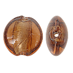 Sidabro folija Lampwork karoliukai, Butas Round, rudas, 12x8mm, Skylė:Apytiksliai 1.5mm, 100kompiuteriai/Krepšys, Pardavė Krepšys