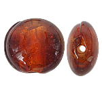 Sidabro folija Lampwork karoliukai, Butas Round, tamsiai raudona, 12x8mm, Skylė:Apytiksliai 1.5mm, 100kompiuteriai/Krepšys, Pardavė Krepšys