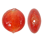 Sidabro folija Lampwork karoliukai, Butas Round, raudonas, 12x8mm, Skylė:Apytiksliai 1.5mm, 100kompiuteriai/Krepšys, Pardavė Krepšys