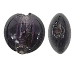 Grânulos Lampwork de folha de prata, vidrilho, Roda plana, roxo escuro, 15x8mm, Buraco:Aprox 1.5mm, 100PCs/Bag, vendido por Bag