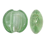 Silver Foil Lampwork Beads Flat Round green Approx 1.5mm Sold By Bag