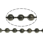 Catena a palline in ottone, placcato color nero piombo, Ball chain, assenza di nichel,piombo&cadmio, 2.40mm, Lunghezza 100 m, Venduto da lotto