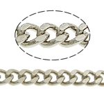 Messing Curb Chain, platinum plated, kinketting, nikkel, lood en cadmium vrij, 4x3.50x1mm, Lengte 100 m, Verkocht door Lot