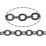 Messing Oval Chain, lood zwarte kleur vergulde, ovale keten, nikkel, lood en cadmium vrij, 4.50x3.50x0.50mm, Lengte 100 m, Verkocht door Lot