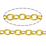 Brass Ovalni Chain, Mesing, zlatna boja pozlaćen, twist ovalni lanac, nikal, olovo i kadmij besplatno, 3x2.50x0.50mm, Dužina 100 m, Prodano By Lot