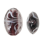 Granulos artesanais de  Lampwork, vidrilho, Oval, roxo, 17x24x10mm, Buraco:Aprox 2mm, 100PCs/Bag, vendido por Bag