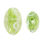 Granulos artesanais de  Lampwork, vidrilho, Oval, verde, 17x24x10mm, Buraco:Aprox 2mm, 100PCs/Bag, vendido por Bag