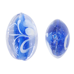 Granulos artesanais de  Lampwork, vidrilho, Oval, azul, 17x24x10mm, Buraco:Aprox 2mm, 100PCs/Bag, vendido por Bag