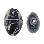 Granulos artesanais de  Lampwork, vidrilho, Oval, preto, 17x24x10mm, Buraco:Aprox 2mm, 100PCs/Bag, vendido por Bag