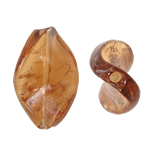 Gold Sand Χάντρες Lampwork, Γυάλινα, Συστροφή, χρυσή άμμο, καφέ, 17x26x6mm, Τρύπα:Περίπου 1.5mm, 100PCs/τσάντα, Sold Με τσάντα