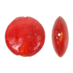 Silver Foil Lampwork Beads Flat Round red Approx 2mm Sold By Bag