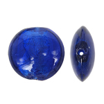 Abalorios de Cristal de Murano con Plata, Redondo aplanado, lámina de plata, azul oscuro, 29x13mm, agujero:aproximado 2mm, 100PCs/Bolsa, Vendido por Bolsa