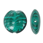 Εσωτερική Twist Χάντρες Lampwork, Γυάλινα, Flat Γύρος, εσωτερική συστροφή, πράσινος, 28x12mm, Τρύπα:Περίπου 2mm, 100PCs/τσάντα, Sold Με τσάντα