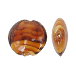 Εσωτερική Twist Χάντρες Lampwork, Γυάλινα, Flat Γύρος, καφέ, 28x12mm, Τρύπα:Περίπου 2mm, 100PCs/τσάντα, Sold Με τσάντα