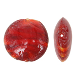 Εσωτερική Twist Χάντρες Lampwork, Γυάλινα, Flat Γύρος, κόκκινος, 28x12mm, Τρύπα:Περίπου 2mm, 100PCs/τσάντα, Sold Με τσάντα