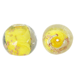 lampwork حبات الرمل الذهبية, امبورك, جولة, الرمال الذهبية, أصفر, 15mm, حفرة:تقريبا 1.5mm, 100أجهزة الكمبيوتر/حقيبة, تباع بواسطة حقيبة