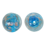 lampwork حبات الرمل الذهبية, امبورك, جولة, الرمال الذهبية, أزرق, 15mm, حفرة:تقريبا 1.5mm, 100أجهزة الكمبيوتر/حقيبة, تباع بواسطة حقيبة