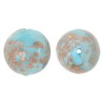 Gold Sand Lampwork Beads Round blue 15mm Approx 1.5mm Sold By Bag