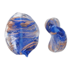 lampwork حبات الرمل الذهبية, امبورك, تحريف, الرمال الذهبية, 15x21x4mm, حفرة:تقريبا 1.5mm, 100أجهزة الكمبيوتر/حقيبة, تباع بواسطة حقيبة