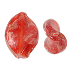 Goldsand Lampwork Perlen, Twist, rot, 15x21x4mm, Bohrung:ca. 1.5mm, 100PCs/Tasche, verkauft von Tasche