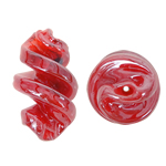 Χάντρες Lampwork, Γυάλινα, Έλιξ, κόκκινος, 15x29mm, Τρύπα:Περίπου 2mm, 100PCs/τσάντα, Sold Με τσάντα