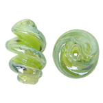 Χάντρες Lampwork, Γυάλινα, Έλιξ, πράσινος, 15x29mm, Τρύπα:Περίπου 2mm, 100PCs/τσάντα, Sold Με τσάντα