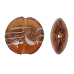 Gold Sand Χάντρες Lampwork, Γυάλινα, Flat Γύρος, χρυσή άμμο, καφέ, 20x9mm, Τρύπα:Περίπου 2mm, 100PCs/τσάντα, Sold Με τσάντα